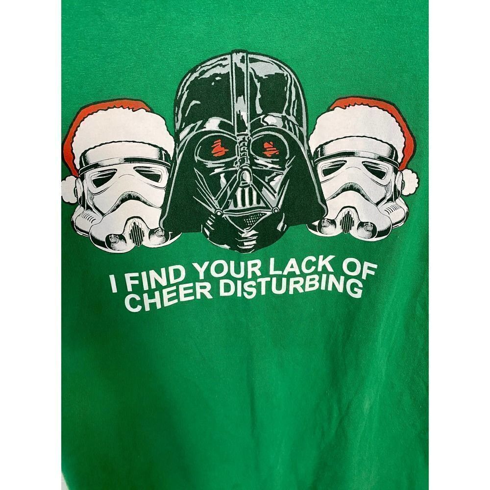 Star Wars Green Christmas Graphic Short Sleeve T-Shirt Men's Size Large